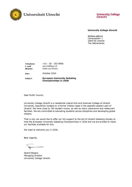 Support letters